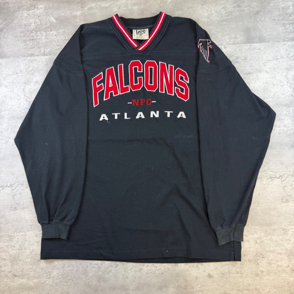 Vintage Lee Sport Atlanta Falcons NFL Long‎ Sleeve Shirt Black Mens Large NFC